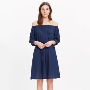 Madewell Indigo Off The Shoulder Dress